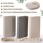 Feifeiya 3 Pieces Faux Decorative Books Set for Home Decor Fake Book for Shelves Coffee Table Stacked Linen Covered Display Notebook with Wood Bead Bookend Gift for Living Room (Classical Grey)