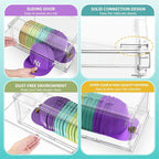 4 Pack Large Hat Organizer Box, Stackable Clear Baseball Caps Holder Box Containers with Sliding Door for Hats Snapback Cap Storag, Hat Rack Display Case, Holds 20 Hats Each -Clear