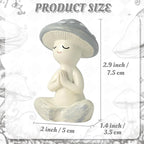 Meditation Mushroom Resin Statue - Cute Meditation Mushroom Statue for Desk Living Room Resin Figurine for Home Patio Office Decoration Cute Plant Statues for Tabletop Garden Backyard Decor