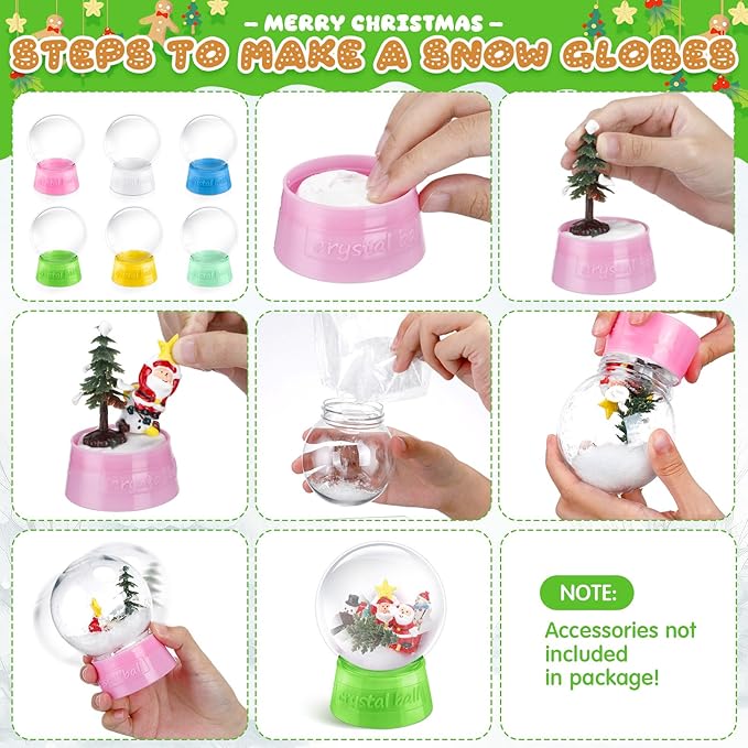 Mifoci 24 Pcs 4 Inch Empty Snow Globe Clear Fillable Water Globe with Screw Off Cap Empty Valentines Day Plastic Snow Case for DIY Crafts Home Decoration Display Plant