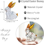 H&D HYALINE & DORA Crystal Easter Bunny Figurines, Spring Easter Rabbit Decor Statue, Crystal Clear Animal Sculpture Centerpiece Table Home Decoration, Pack of 4
