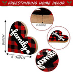 Jetec 2 Pcs Rustic Decorations for Living Room Home Shelf Mantel Entryway Table, Farmhouse Knick Knacks Christian Table Centerpiece Wooden Heart Decor for Dining Room Housewarming Gift(Stylish Style)