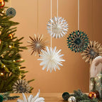 9PCS Mini Christmas Snowflake Ornament - Christmas Paper Hanging Decorations, Paper Ornament for Xmas Tree, Boho Style Indoor Holiday Home Decor
