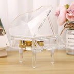 ELLDOO Piano Music Box, Mechanical Clockwork Decorative Piano Musical Box,Transparent Acrylic Piano Ornament Romantic Gift for Girl Women (Tune: You are My Sunshine)