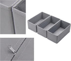 Small Foldable Fabric Drawer Organizer 3-Pack - 11“ Breathable Closet & Dresser Storage Bins for Socks, Underwear, Bras & Baby Clothes, Gray