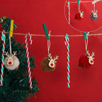 12 Pack Christmas Felt Elk Hanging Ornaments- Christmas Tree Wooden Reindeer Hanging Pendants Decorations for Xmas Party Tree Home Decor(4 Colors)