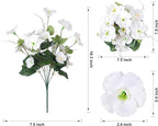 Fake Hibiscus Artificial Flowers for Outdoors Spring Summer Decoration, 6 Bundles Silk White Hibiscus Flowers Bouquet UV Resistant Look Real Faux Plants for Outside Planter Front Door Porch Balcony