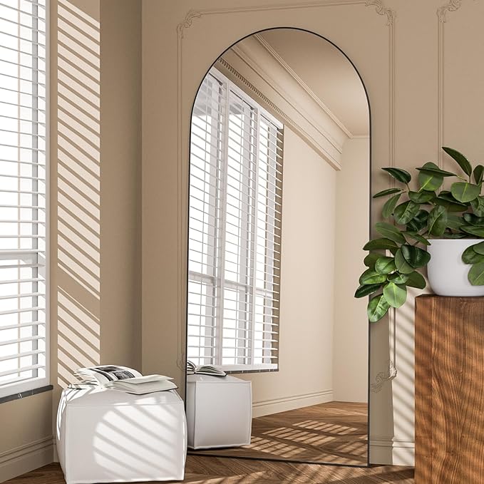 Full Length Mirror 71"x25" Arch Mirror Floor Mirror with Stand Wall Mirror Black Arched Full Body Mirror Standing Hanging or Leaning Against Wall Bedroom Mirrors for Entry, Living Room