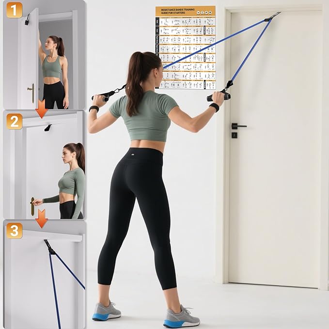 Readaeer Resistance Bands, Exercise Bands for Working Out, Work Out Bands with Handles for Men and Women for Indoor and Outdoor Sports, Fitness, Suspension, Speed Strength, Training, Home Gym,Yoga