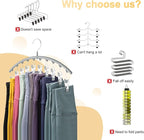 Legging Organizer for Closet, Metal Yoga Pants Hanger w/Rubber Coated 4 Pack w/10 Clips Hold 40 Leggings, Hangers Space Saving Hanging for Closet Organizers and Storage-Gray