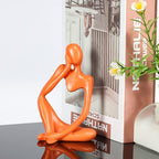 BMLCGJ Thinker Statue Gold Decor Abstract Art Sculpture, Golden Resin Collectible Figurines for Home Living Room Office Shelf Decoration,Great Gifts Ideas (Orange)