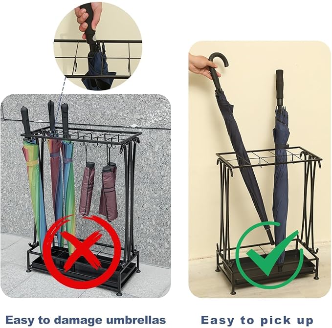 Umbrella Holder, Umbrella Stand Indoor Entryway, Umbrella Holder Outdoor, Umbrella Rack, Metal, Black