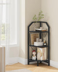 CHOEZON 3-Tier Corner Shelf, Industrial Corner Bookshelf, 35.4" Storage Stand, Plant Stand Display Shelf, Bookcase for Bedroom, Living Room, Home Office, Black TCJ03BB ﻿