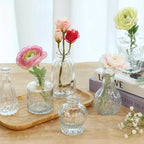 CUCUMl 24 Pack Glass Bud Vases in Bulk for Centerpieces, Clear Vintage Decorative Small Vases for Flowers, Wedding Rustic Home Table Decor