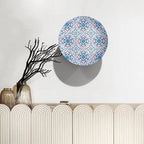 Turkish Decorative Plate Stand, 10 Inch, Blue Red Flowers Round Display Plate, Handmade Ceramic Ornament, for Kitchen Living Room Office Countertop Decor