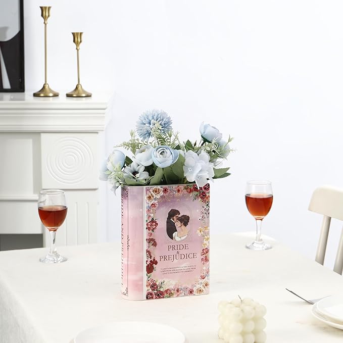 Ceramic Book Vase, Book Vase for Flowers, Book Flower Vases, Ceramic Book Shaped Vase, Unique Ceramic Vases for Home, Office, Bedroom, Living Room, Dining Table