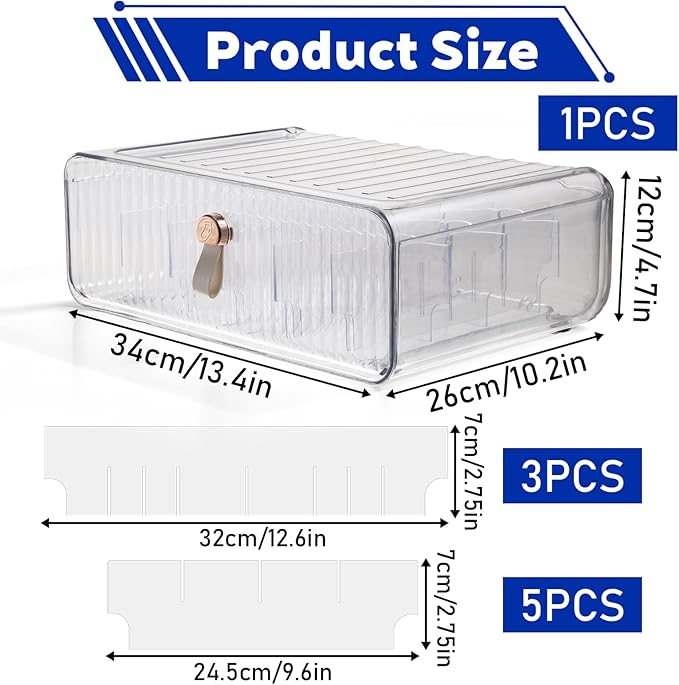24 Cell Plastic Sock Organizer Underwear Drawer Organizer Acrylic Stackable Storage Drawer Underwear Storage Box with Dividers for Panties Closet Bra Baby Clothes Belts Ties Scarf