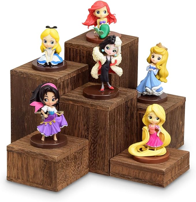 MOOCA Wooden 6 Pcs Square Risers for Display Jewelry and Accessories Display Stand Wooden Risers For Jewelry Figurine, Brown