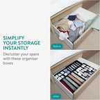 Navaris Storage Boxes - Efficient Small Dresser Drawer Insert Organizer for Clothes - Dividers for Underwear Socks Ties Scarves - Foldable Space-Saving Organizers - Set of 4 Black