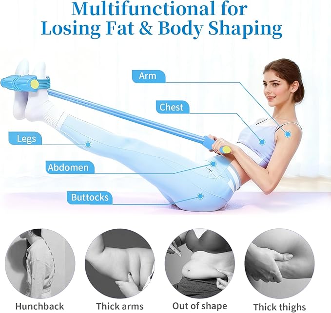 Pedal Resistance Bands with Handles, Upgrade 6-Tubes Manual Tension Training Pedal, Natural Rubber Foot Pedal Resistance Bands, Multifunction Fitness Bands for Abdomen, Waist, Arm, Leg