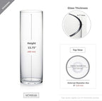WGV Cylinder Vase, Diameter 5", Height 16", Clear Glass Floral Planter Container, Tall Centerpiece Arrangement for Wedding Party Event Home Office Decor, 1 Piece