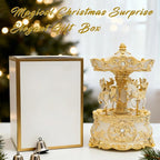 Carousel Horse Music Box, Vintage Gold Ivory Rotating Carousel Decor with Wind Up Musical Movement, Luxury Christmas Tabletop Decoration Gift for Women Mom Couples Kids