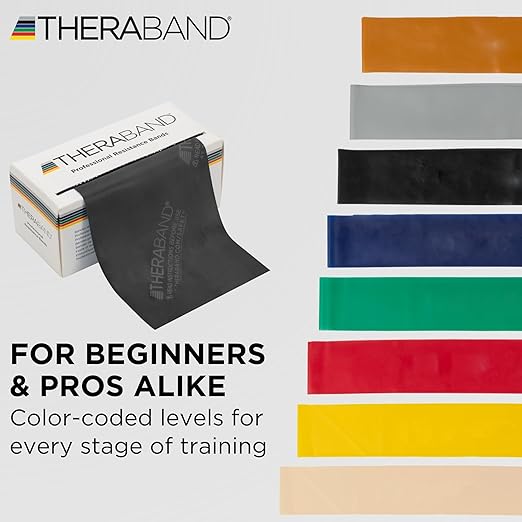 THERABAND Resistance Bands, 6 Yard Roll Professional Latex Elastic Band For Upper & Lower Body, Core Exercise, Physical Therapy, Pilates, Home Workouts, Rehab, Black, Special Heavy, Level 6