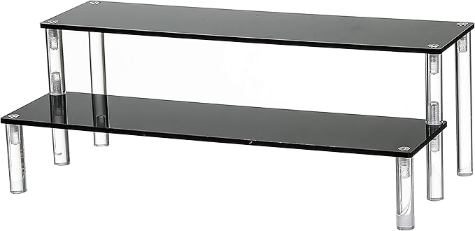 2 Tier Black Acrylic Display Riser Cupcake Stand Display Shelf for Decoration, Makeup