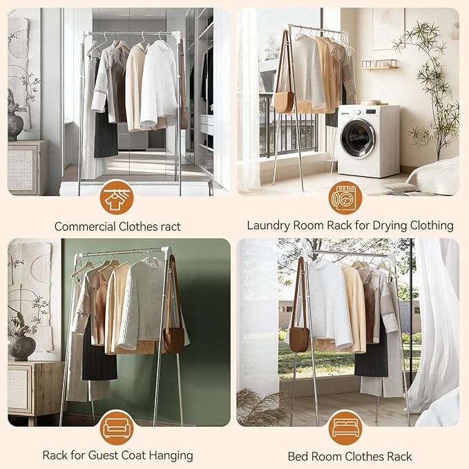 Upgraded Travel Garment Rack, Stainless Steel Portable Clothes Rack Collapsible, Folding Clothes Rack for Indoor & Outdoor, Portable Clothes Airer for Travel (Upgraded)