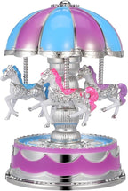 Healifty Rotating Carousel Music Box Luminous LED Light Vintage Design and Musical Figurines for Girls and Romantic Occasions