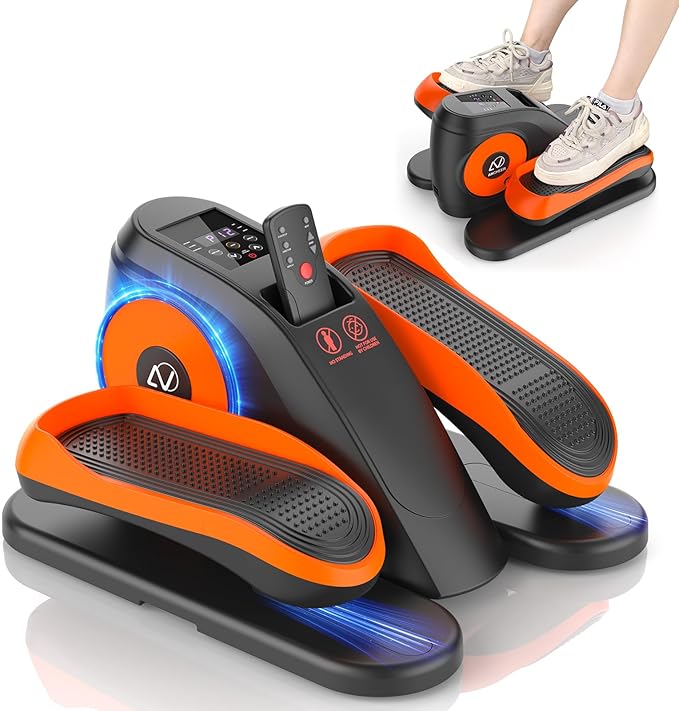 Under Desk Elliptical Machine, Leg Exerciser While Sitting for Seniors with Remote Control & 12-Speeds, Quiet Portable Electric Seated Pedal Exerciser Machine for Home Office