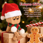 IMOLL Shaking Wooden Man Figurine with 12pcs Magnetic Expressions,Handmade Shaking Feet Wooden Doll,Car Dashboard Desktop Decor Christmas Decor Home&Qffice Decor (with Knit Beanie Hat + Scarf)