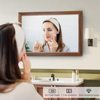 Bathroom Mirror for Over Sink,24x36Inch Thick Anti-Rust Wood Grain Metal Frame, Rectangle Decorative Wall Mirror with HD Tempered Glass, Horizontal or Vertical Mount for Vanity, Bathroom,Living Room