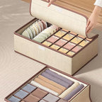 Underwear Sock Tie Storage Organizer with Lid, Foldable Closet Drawer Organizer 1+16 Cells, Drawer Fabric Foldable Cabinet Closet Storage Boxe (Grey)