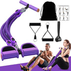 2026 Upgrade Foot Pedal Resistance Band, Adjustable 4-Tube Pedal Ankle Puller Resistance Band with Handle, Multifunction Home Gym Equipment, Stirrup Puller for Men Women for Full Body Exercise