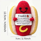Hot Dog Crochet Gifts Cute,Funny Gag Birthday Gifts Men Women Emotional Positive Coffee Potato Hotdog Gift Plush Toy for Mom dad Christmas Friend Coworker Sister