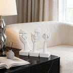 3 Pcs Thinker Large Statue Set - White Art Abstract Home Accent Figurines for Living Room, Bedroom, Shelves, Office Desktop, Coffee Table Decor, Gift for Women (3 Pcs White, 9")
