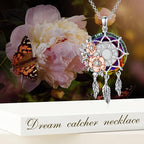 Dream Catcher Crystal Pendant Flower Urn Necklace Jewelry 925 Sterling Silver Keepsake Cremation Necklaces for Human Pet Ashes for Women