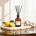 Reed Diffuser Set, 8.12 fl.oz Linen Scented Oil Diffuser, Home Fragrance Reed Diffusers for Bathroom Shelf Decor & Air Fresheners - Includes Reed Diffuser Sticks, 2 Pack Fragrance Oil & Glass Bottle