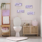 ONIZHITY 4-Piece Purple Floral Wall Art - Wooden Decor with Relax Soak Unwind Breathe Positive Hanging Art for Women's Bedroom & Living Room (10x4 Inches)