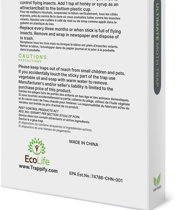 Trappify Ultimate Adhesive Moth Traps for Clothes - Monitoring Pantry Moth Traps for Home, Kitchen, Closet, Cabinet, Storage Rooms, Cupboard |Easy Setup (4 Pack)