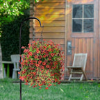 Artificial Hanging Flowers for Outdoors Spring Decoration, 2PCS Silk Fake Daisy Realistic Outdoor Flowers UV Resistant Porch Patio Window Yard Decor (Red Brown)