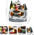 Christmas Village Snow Globe Decorations Resin Building Figurines Revolving Train Christmas Collectible Buildings 8 Music for Vintage Xmas Gift Christmas Decoration Santa Clau