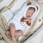 KSBD Realistic Reborn Baby Doll - 20 Inch Lifelike Reborn Baby Boy with Rooted Hair in Bear Onesie, Handmade Gift for Kids and Collectors