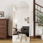Prywot Arched Full Length Mirror, 70"x26" Free Standing Floor Mirror, Modern Full Body Mirrors with Stand, Wall Mirrors with Aluminum Alloy Frame for Bedroom,Living Room, White