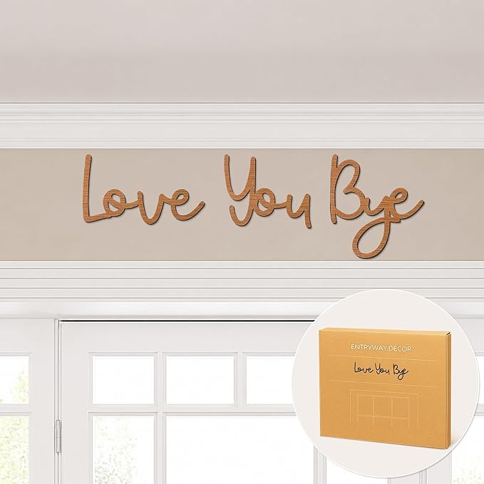 Dripykiaa LOVE YOU BYE Wood Sign Home Decor Boho Decor 31.5” Wood Grain Wall Decor Express Love and Warm for Your Family Lovers Wall Art Gift Hallway Entryway Door For Home - Brown