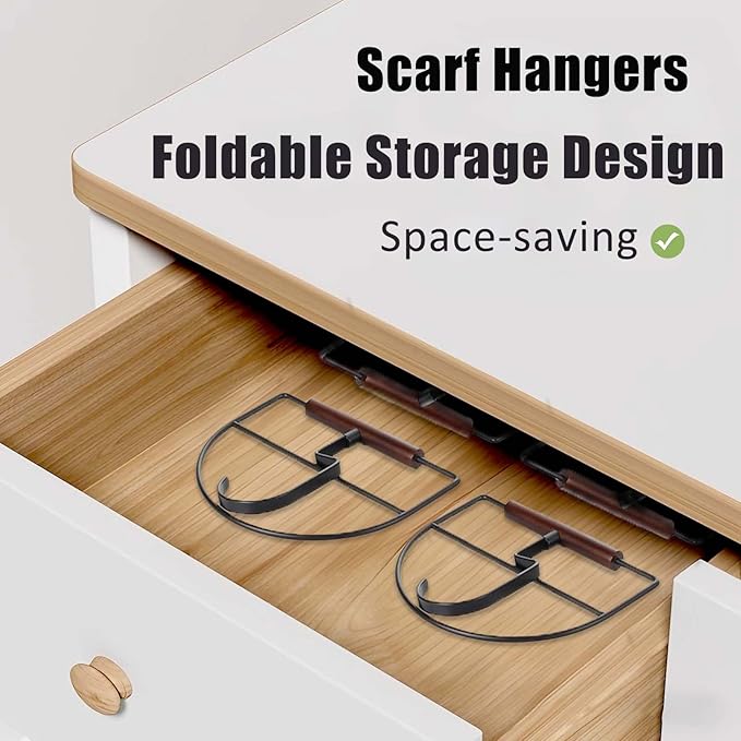4 Pcs Metal Scarf Hanger Organizer for Closet - Rotatable Space Saving Scarf Holder Rack for Belt Scarves Clothing Sorting Storing