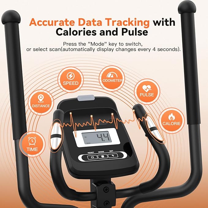ANCHEER Elliptical Machine, Elliptical Exercise Machine for Home with Magnetic Driving System,14 Resistance Levels, Pulse & LCD Monitor, Elliptical Cardio, 400 Lbs Low Impact Elliptical