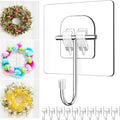 Wreath-Hangers-for-Front-Door,Large Clear Wreath-Door-Hanger-Easter-Christmas-Halloween-Decorations,60lb Over-The-Door-Hooks Glass Door,Adhesive-Wall-Hooks for Hanging Wreath Home-Decor Inside Outside