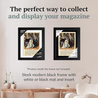 Creative Picture Frames 6.75 x 9.25 Magazine Theatre Show Frame with Full-Strength Glass, Holds Up To A 1/4" Thick Media with Installed Hangers for Easy Mounting, 8x12 Black Frame with White Mat